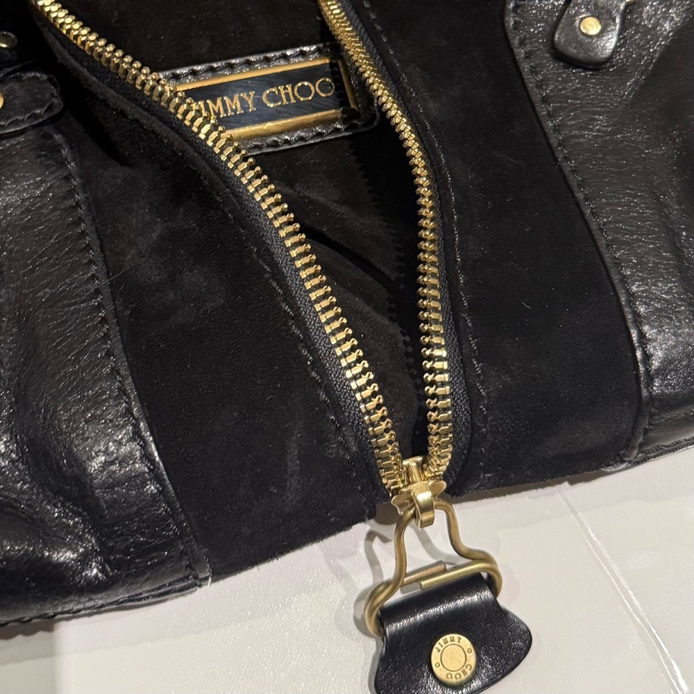 Jimmy Choo Black and Gold Leather Tote - Picture 4 of 11